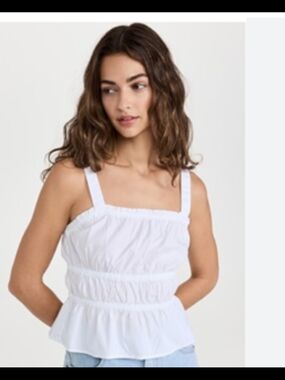GAP White Smocked Peplum Tank